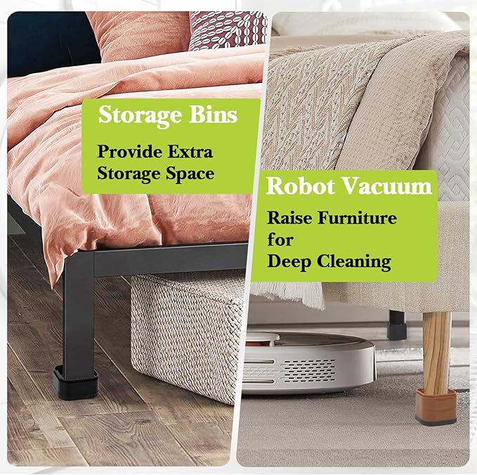 24 Pack Furniture Risers 1 Inch, Adjustable Bed Risers Heavy Duty for Table Desk Couch Chair Sofa Cabinet Bed Legs Dorm, Square Stackable Bed Raisers Blocks Lift Height 1", 2" or 3", White