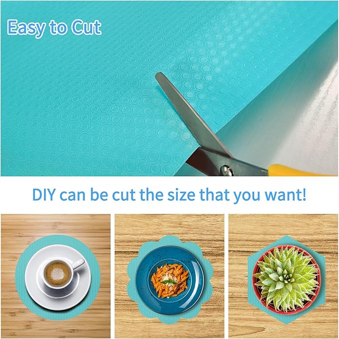 Shelf Liners, Non Adhesive EVA Drawer Mat Liners Roll for Bathroom, Kitchen, Desks, Deco Shelves 12×59 inch-Blue