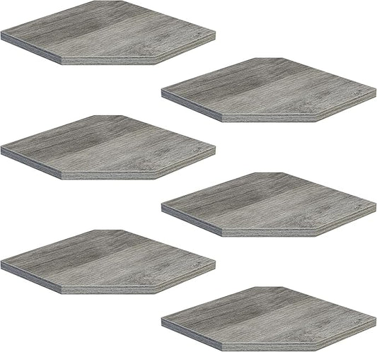 Corner Shelf Wall Mount, Floating Corner Shelves, Set of 6 Corner Wall Shelf Organizer, Rustic Wood Wall Storage Display Shelves for Living Room Bedroom Bathroom Kitchen, Rustic Grey