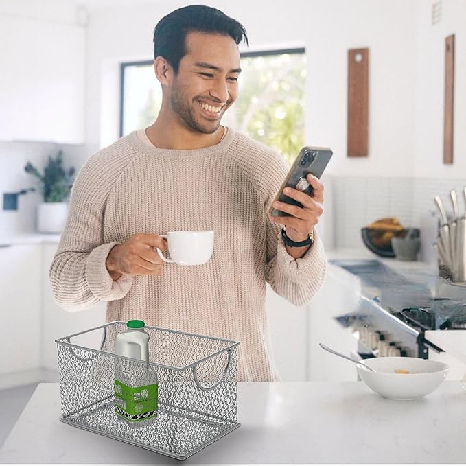 YBM Home Kitchen Pantry Organizer Wire Basket for Shelves, Cabinets, Pantry, Countertop, Mesh Open Storage Bin Metal Basket for Organizing Food Supplies, 10.75x5.5x6.5