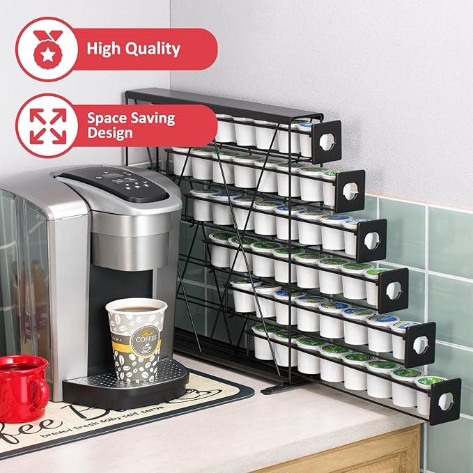 Rice rat k cup Holders for 6 Tier Coffee Pod Holder,Black Metal Space(48 pods)