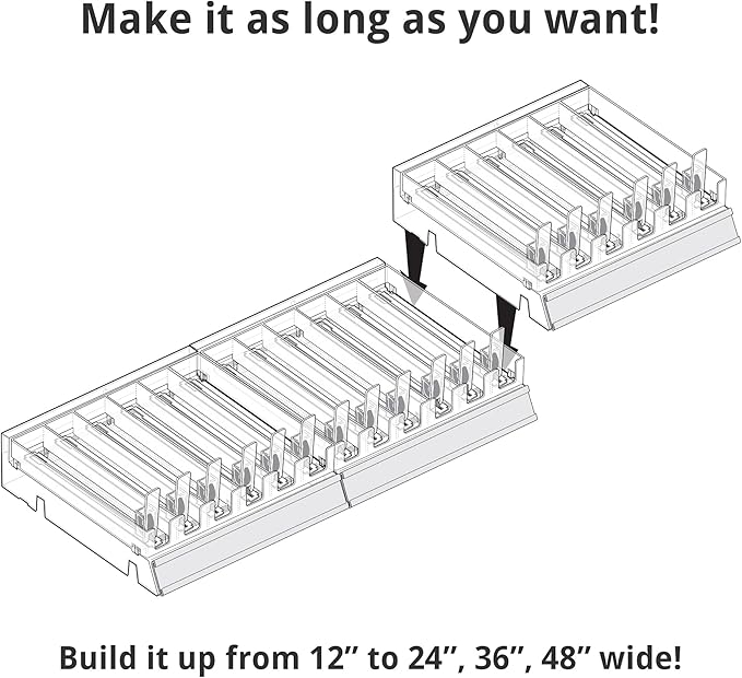 Azar Displays 225830-6COMP-CLR 6 Compartment Divider Bin Cosmetic Tray with Pushers - 6 Slots per Tray, 2-Pack, Clear