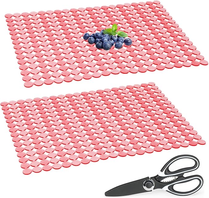 Kitchen Sink Mat for Stainless Steel/Ceramic Sinks,2 Pack Sink Protectors for Kitchen Sink with Scissors, Fast Draining,Easy to Clean,DIY Cut,15.7 X 11.8 Inch(Pink)