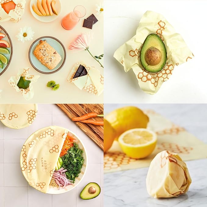 Bee's Wrap Beeswax Wraps for Food - Honeycomb 3 Pack (S, M, L) Made in USA Reusable & Organic Food Wraps, Sandwich Wrap & Bowl Covers - Eco-Friendly Alternative to Aluminum Foil & Plastic Wrap