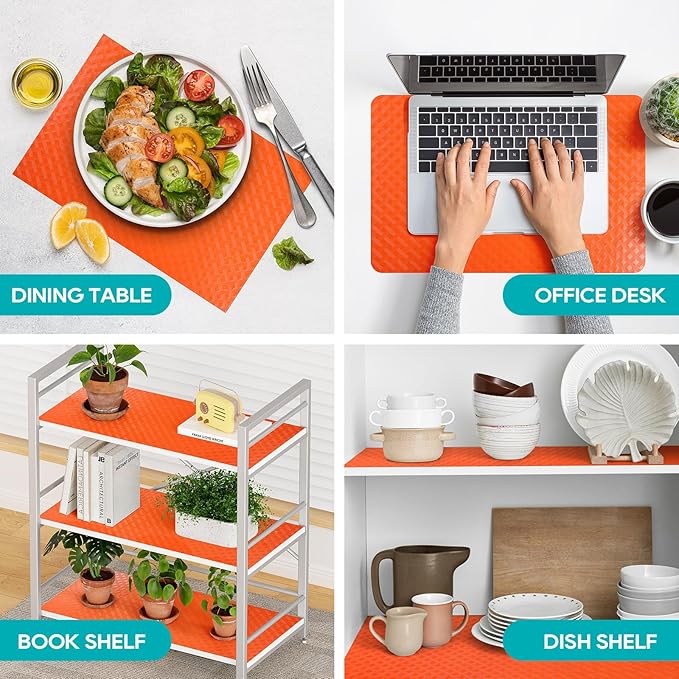 StaHom Shelf Liners for Kitchen Cabinets, Waterproof and Oil-Proof Kitchen Cupboard Liner, Refrigerator Liners and Plastic Drawer Mats EVA Non Adhesive Shelves, Fridge - Red 11.8 x 118 Inches