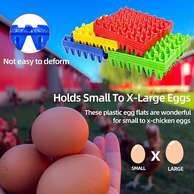 Aqwxc 8-Pack Plastic Egg Tray Egg Crate, 30-Egg Flats for Home Chicken Farmers, Stackable & Durable, Great for Storing, Sorting & Shipping, and Reusable