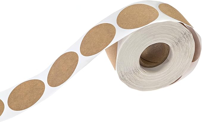 1.5" Brown Kraft Stickers / 500 Blank Brown Labels Roll/DIY Crafting Canning Project Permanent Adhesive Small Label/Made in The USA