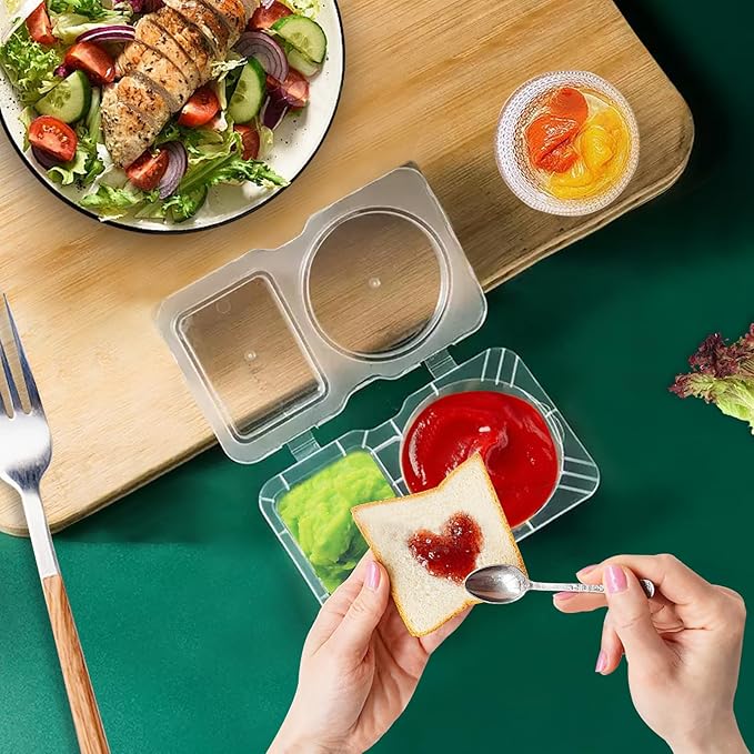 Plastic Reusable Snack Containers With Lids 50pcs,Double Compartment Condiment Container For Take-Out Sauces Outdoor Travel (50)