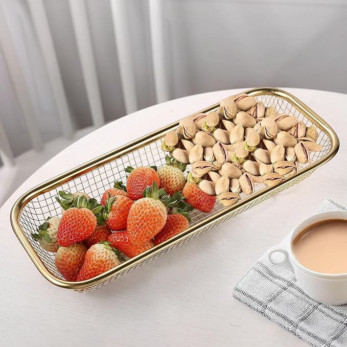 2Pack Stainless Steel Tumbler Cup Lid Organizer Inside Cabinet, Mason Jar Lid Holder, Rectangular Basket for Storage of Silverware, Chopsticks, straws and Utensils, Gold