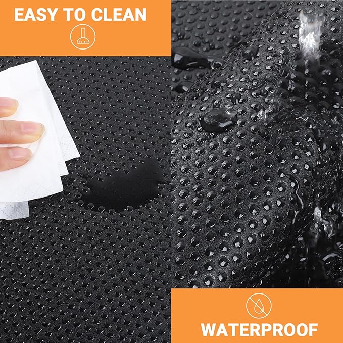 FLPMIX Cabinet Drawer Shelf Liner: Waterproof Non-Adhesive Kitchen Cabinets Liners - Easy to Cut EVA Drawer Mat for Cupboard Pantry Shelves Bathroom 12" x 120" Black