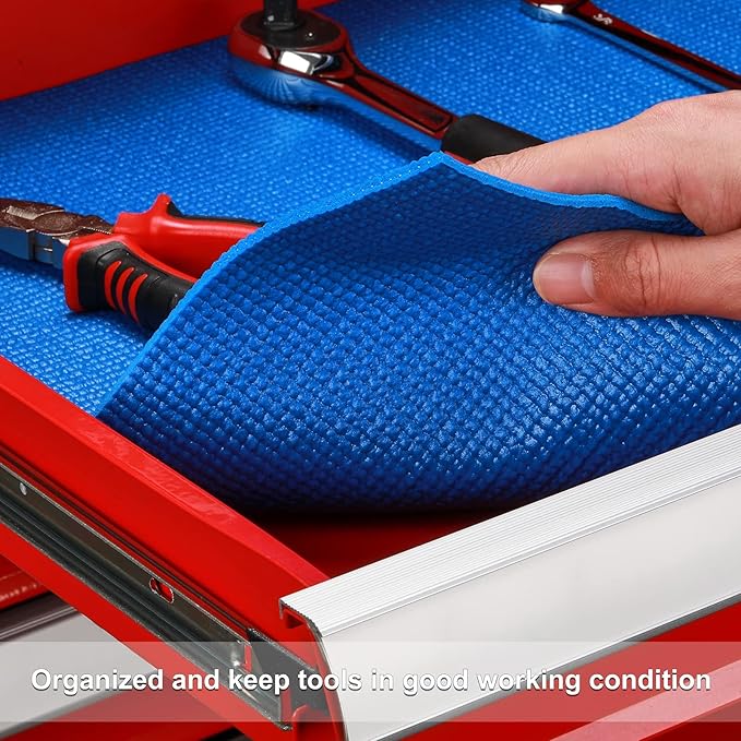 CASOMAN Professional Tool Box and Drawer Liner, Blue, Easy Cut Non-Slip Foam Rubber Toolbox Drawer Liner Mat - Adjustable Thick Cabinet Liners, 24inch (Wide) X 24feet (Long)