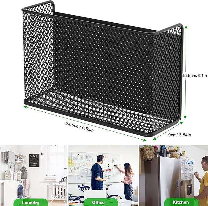 LIFEFAN Magnetic Baskets Shelf Bins Organizer Holder Storage Rack Containers for Fridge, Whiteboard, Locker - Home Kitchen Laundry Office School