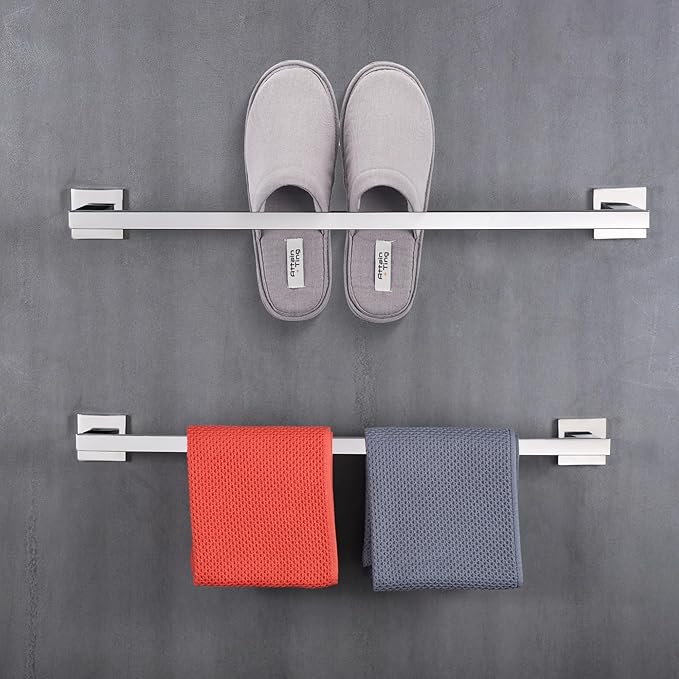 LANC Chrome Towel Bar for Bathroom Wall Mounted 12-Inche Silver Bath Towel Ring Stainless Steel Polished Hand Towel Holder for Cabinet Kitchen Towel Rack Towel Hanger, A9010CP-L3