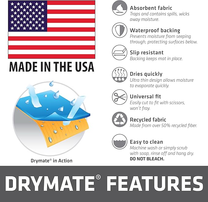Drymate Premium Under Sink Mat, Waterproof Cabinet Protection Mats for Kitchen & Bathroom, Absorbent Shelf Liners, Slip-Resistant, Machine Washable (USA Made)(24”x29”)(Light Grey)(12-Pack)