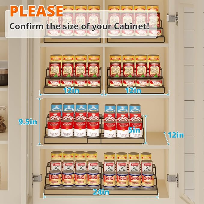 Expandable Can Organizer for Pantry,3-Tier Adjustable Can Organizers and Storage Holds Up to 24 Cans,Can Storage Rack for Pantry,Kitchen,Cabinet