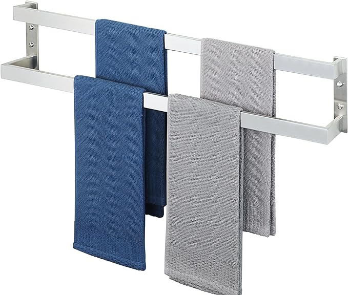 Alise Double Towel Bar 32", SUS304 Stainless Steel Towel Racks for Bathroom Wall Mounted, Space Saving Bathroom Towel Holder, Long Towel Hanger, Brushed Nickel
