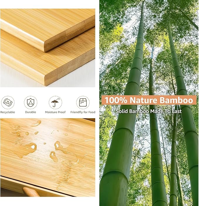 BAMBANG Extra Large Bread Box, Double Layer Bread Box for Homemade Bread, Bamboo Wooden Bread Storage Container with Tool Holder & Handles & Window, Assembly Required(14.9" x 11" x 15.3") Natural