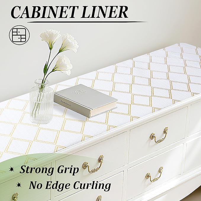 Kitchen Shelf Liner Non Slip 20 Inch X 20 Ft Cabinet Liners for Shelves Waterproof Drawer Liners for Kitchen Cabinets Non Adhesive Cupboard Paper for Bathroom Closet Fridge Dresser Pantry