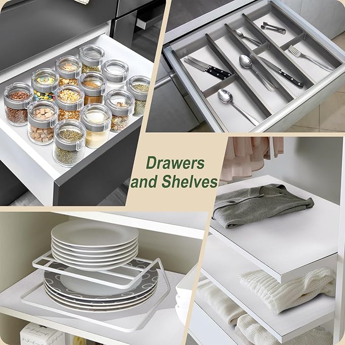 Practical White Shelf Liners for Kitchen Cabinets 12" x20FT, Non-Adhesive Drawer Liner, Non-Slip Strong Grip Cabinet Liner Thickened Waterproof Shelf Paper for Pantry, Countertops, Organizers