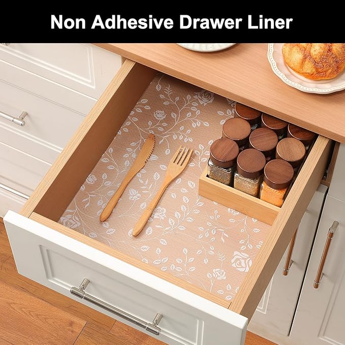 Cooyes Shelf Liner – Premium Non-Adhesive Cabinet & Drawer Liner for Kitchen – Waterproof Shelf Paper with Modern Pattern – Durable EVA Cabinet Mat – Easy to Cut （12" W x 240" L）