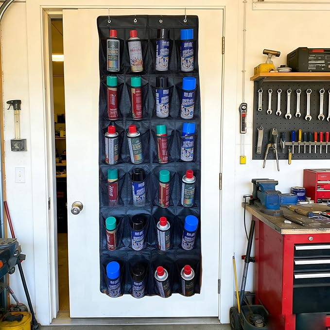 Spray Paint Can Holder Storage Rack,Wall Mounted Metal Paint Bottle Organizer,24 Can aerosol can holder,for Garage and Craft Workroom Bottle Organizer, Wall Mount Aerosol Holder