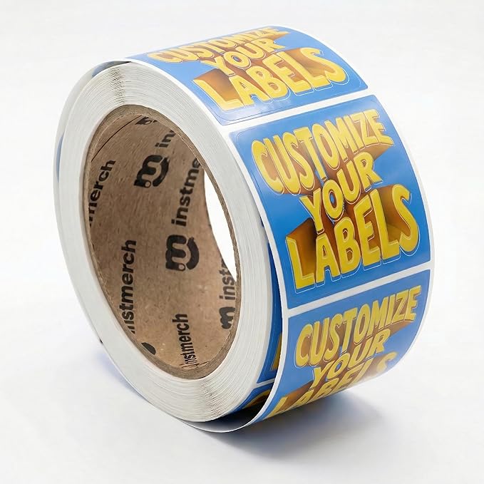 instMerch Custom Sticker Roll Labels — Logo Stickers Customized Labels — Custom Stickers for Business Logo (Square)