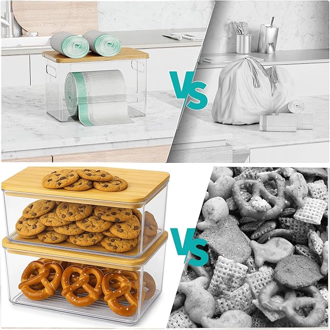2 Pack Trash Bag Holder Dispenser for Kitchen, Laundry Room Trash Bag Holder, Acrylic Trash Bag Dispenser Extra Large for Kitchen, Laundry Room Under Sink Organization and Storage