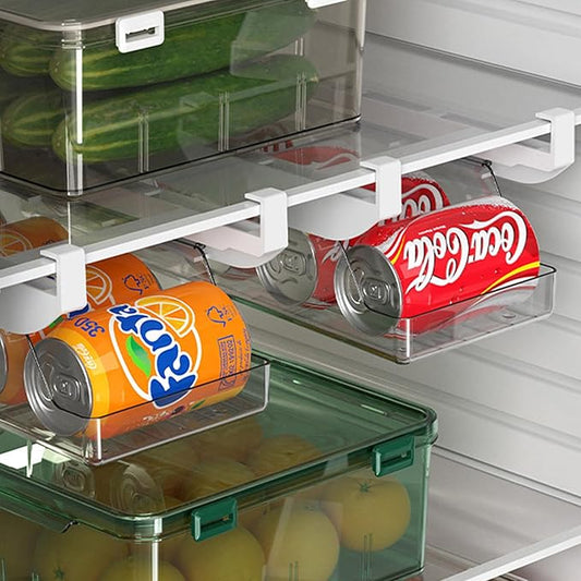 2 Pack Refrigerator Drawer Can Organizer, Pull Out Shelf Storage Transparent Organizer for Can Container, Egg, Fruit, Vegetable, Meat, Fit All Fridge
