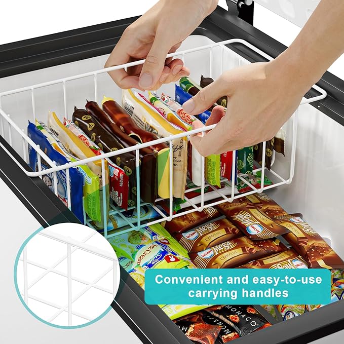 Y.Z.Bros 16.5 Inch Chest Freezer Organizer Storage Baskets Bins Metal Wire, Settle freezer chaos and reduce food waste effectively, Durable, Fully Use Space, Improve Air Circulate, 2 Pack