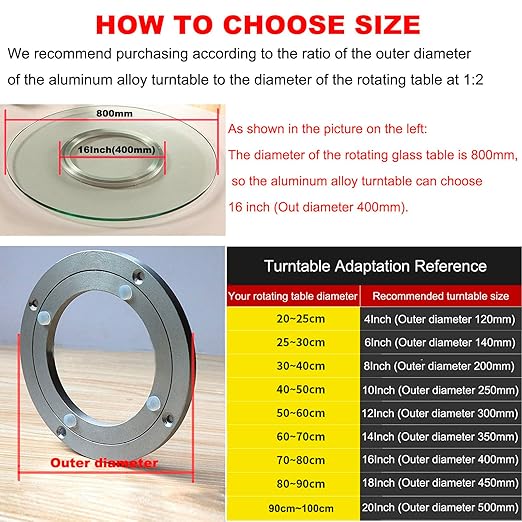 Aluminium Alloy Turntable Bearing, Heavy Duty Swivel Turntable Lazy Susan Rotating Bearing Turntable Round Dining Table Smooth Swivel Plate Hardware (140mm - 5.5inch)
