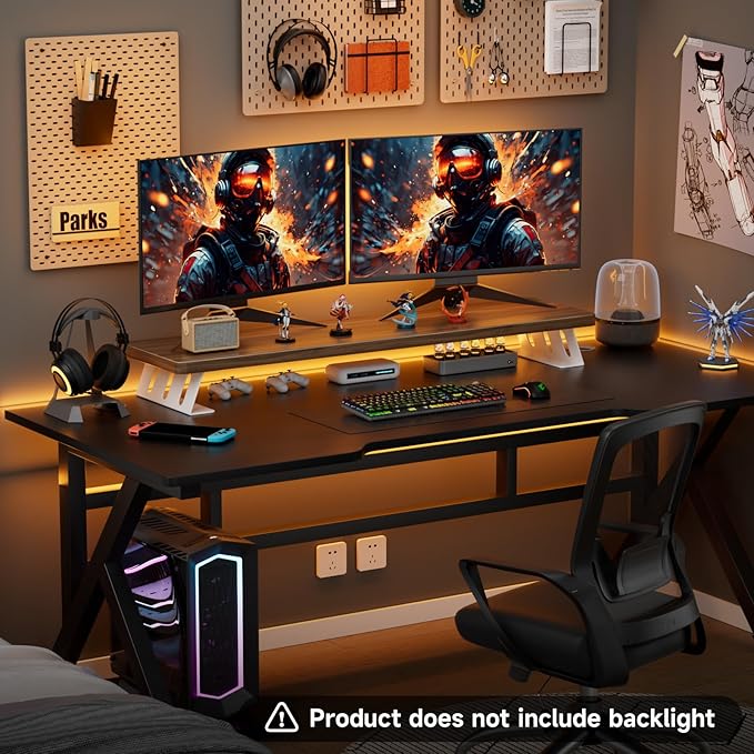 Dual Monitor Stand Riser, 39 Inch Large Wood Monitor Stands for 2 Monitors, Desk Monitor Riser for Computer/Laptop/Printer/TV, Stand Riser up to 220 lbs