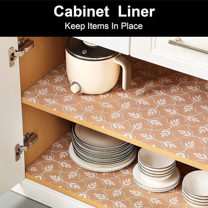 Cooyes Shelf and Drawer Liners for Kitchen Cabinets, Non Adhesive Cabinet Liner, EVA Waterproof Durable Non-Slip Drawer Mats for Shelves, Refrigerator, Storage, Desks（23.6" W x 118" L）