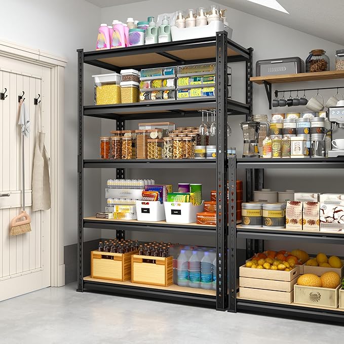 5-Tier Storage Shelves, 2010LBS Adjustable Pantry Shelves, Metal Shelving Unit for Kitchen, Pantry, Closet, Laundry, Garage, 15.75" D × 31.55" W × 63.05" H