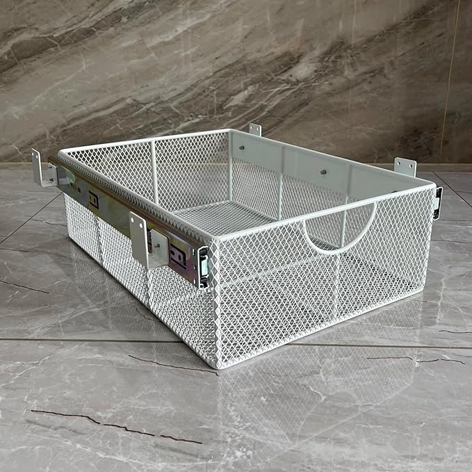 Pull Out Closet Drawer for Clothes | Sliding Wire Basket for Wardrobe Cabinets | Roll Out Storage Organizer | Side Mounting | for Home, Kitchen,Pantry