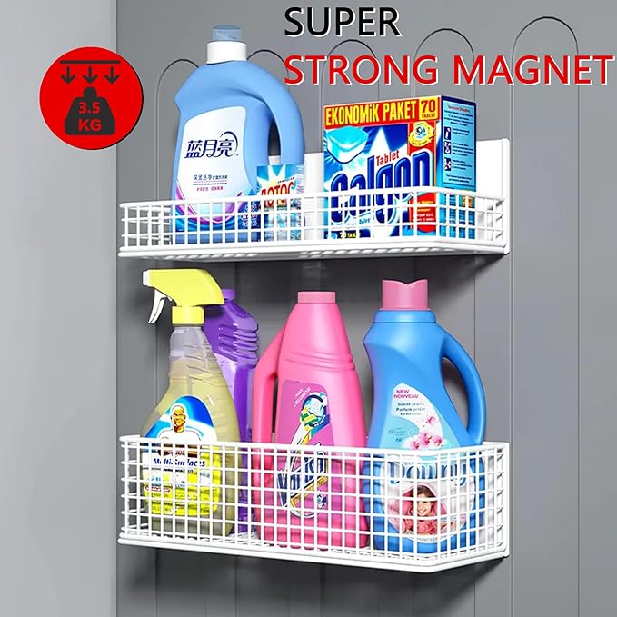 Winbell Magnetic Basket Fridge Organizer Wire Bins Pencil Holder Whiteboard Accessories Home Kitchen Organization (Black-High)