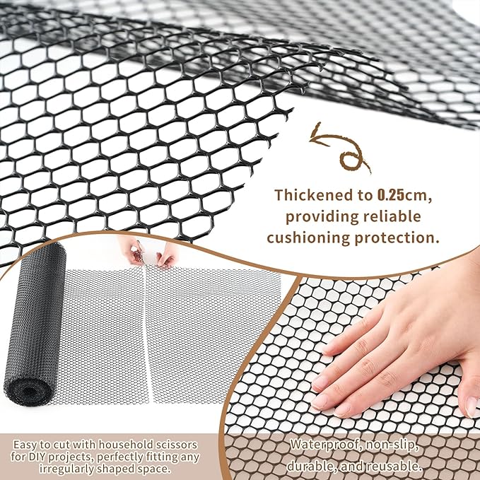 Geelin 80 ft x 24 Inch Plastic Shelf Liner Bar Mat Thick Strong Grip Non Slip Shelf Liners for Kitchen Cabinets and Cupboards, Bathroom Drawers, Easy to Install, Cut and Clean, Ultralong(Black)
