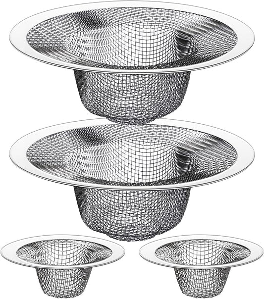 HNYYZL 4.5" Top / 2.5" and 2.125" Top / 1" Basket Drain Strainer, 4Pcs Sink Drain Hair Catcher, Bathroom Sink Drain Strainer