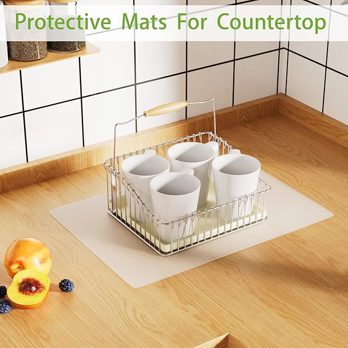 Small Silicone Mats for Kitchen Counter: 13” x 18” (1MM) Clear Non-slip Countertop Protector Liner - Non-Stick Heat Resistant Baking Mat For Pastry Translucent (2/Pack)