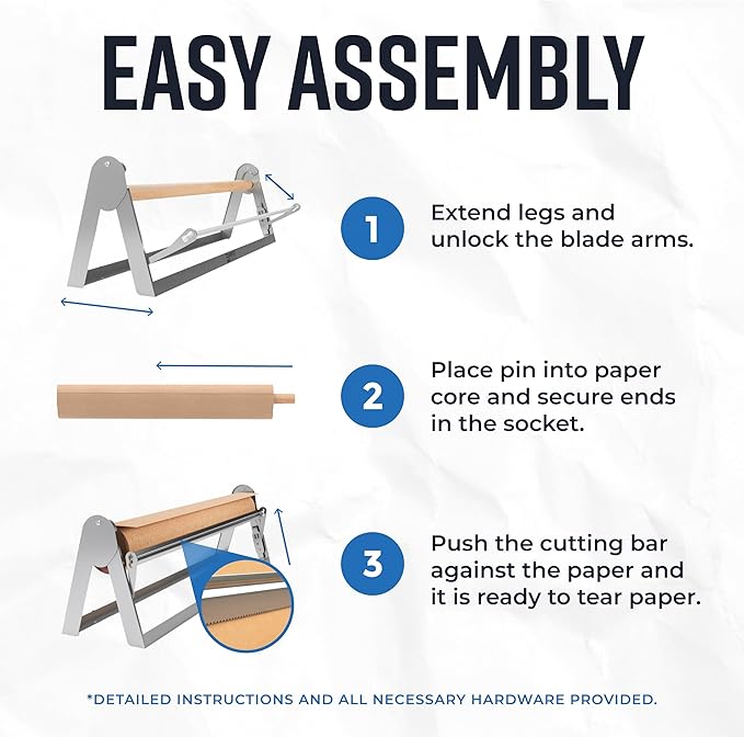 Bryco Goods - 36 Inches All Paper Roll Dispenser and Cutter Made of Heavy-Duty Steel Frame & Sharp Blade. Holds, Dispenses & Cuts. Wall Mountable & Non-Slip Tabletop. Up to 1000ft Rolls