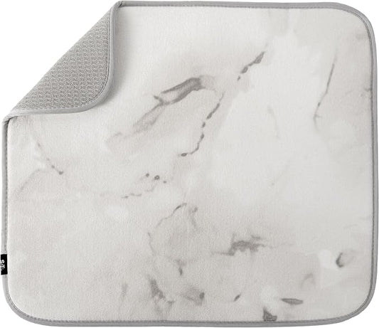 S&T INC. Dish Drying Mat, 16” x 18”, Absorbent Microfiber Kitchen Counter Mat, Dish Drying Pad for Dishes, Utensils, Pots and Pans, Large, Grey Stone