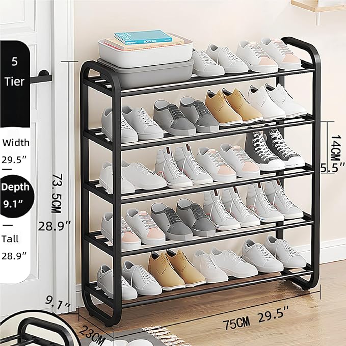 Expandable Shoe Rack Narrow Vertical Organizer Cabinet Sturdy Free Standing Shoe Rack Storage Shelf for Closet, Entryways, Hallways & Living Rooms 5 Tier - 29.5" W Hold 20 Pairs
