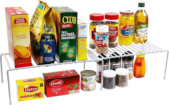 Expandable Kitchen Counter and Cabinet Shelf, White(adjustable From16 .3/4 to 30.3/4" length X 8.1/4" width X 6" height)