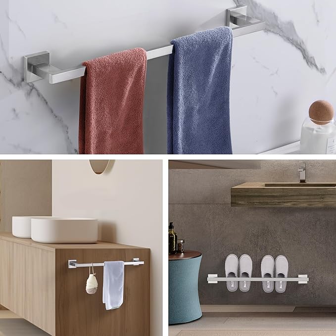 LANC 24-Inche Bathroom Towel Bar for Bathroom Wall Mounted Brushed Nickel Bath Towel Rack Stainless Steel Towel Rod for Toilet Kitchen Towel Holder Towel Hanger Towel Rail, A9010BN-L6