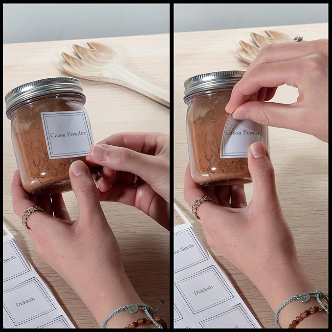 240 Reusable Spice Jar Labels- 1.5" Square Waterproof, No-Residue Stickers, Easy-to-Read Font - 200 Preprinted + 40 Blank -Fits Most Spice Jars & Shakers-Organize Your Pantry for Easier Easter Cooking