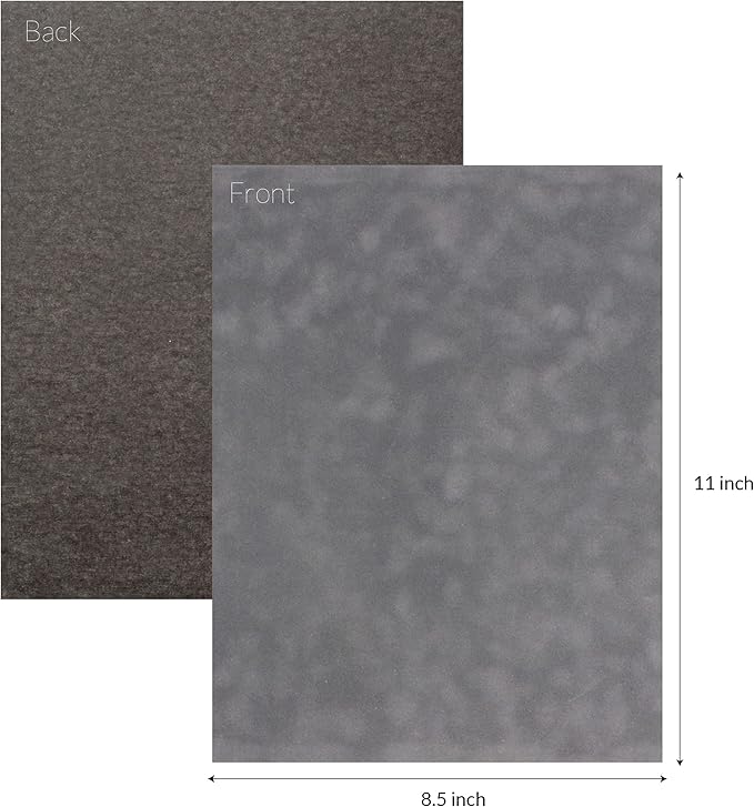 S.E.I Charcoal Velvet Paper, Felt Fabric For Drawer and Jewelry Box Liner, 8.5" x 11" - 12 Sheets