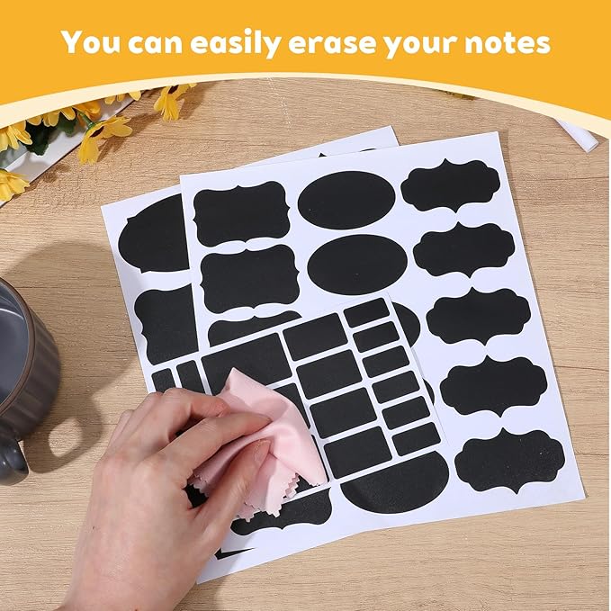 372Pcs Labels for Jars, Chalkboard Labels with 2 Chalk Marker, Waterproof Reusable Chalk Sticker Label for Containers Storage Jars, Bottles Organize Your Home & Kitchen