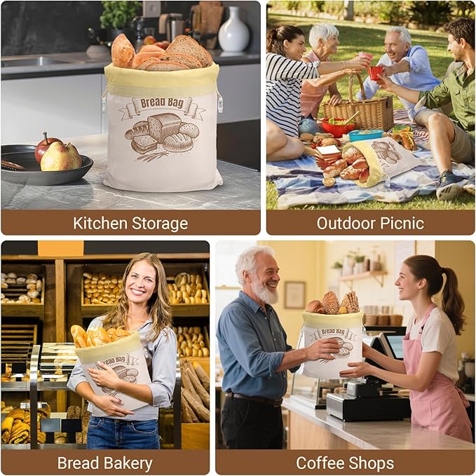 NIKKOUR Cotton Beeswax Bread Bag Reusable Double-Lock Freezer Safe for Homemade Sourdough Bread Food Storage Gifts for Sourdough Bakers (Pattern 2 1PCS)
