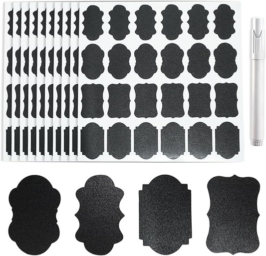 Nextpal 240 Pcs Chalkboard Labels with Marker, Reusable Waterproof Jar Stickers, for Food Containers Bins Organization for Kitchen Pantry Home Canning and Household Organization Use