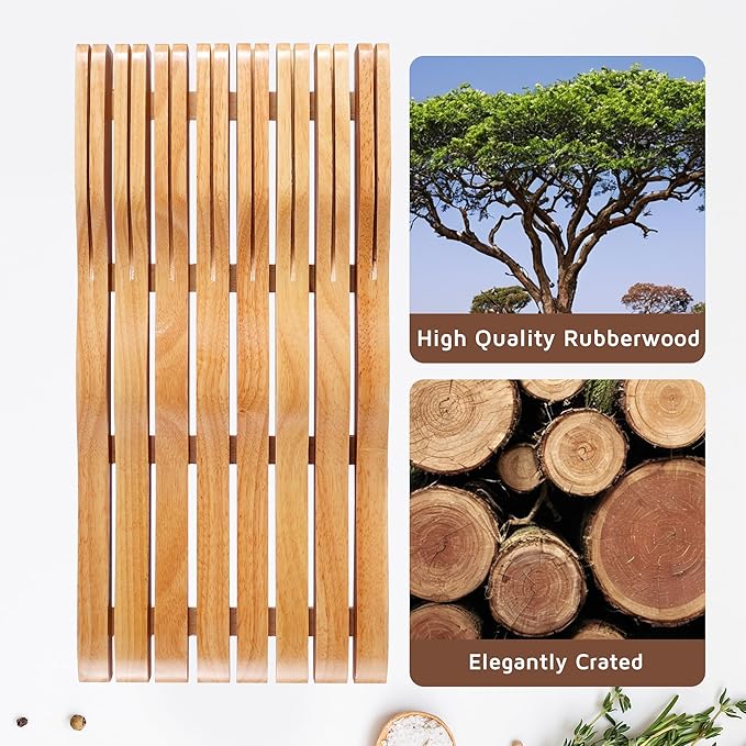 WELLSTAR Wood In-Drawer Knife Storage Block Holder - Organizer for 15 Knives, Kitchen Drawer Insert with Secure Blade-Down Storage, Durable Tray for Long & Short Knives (Knives Not Included)