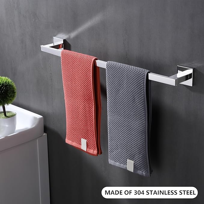 LANC Chrome Towel Bar for Bathroom Wall Mounted 20-Inche 50CM Silver Bath Towel Rack Stainless Steel Polished Towel Rod for Lavatory Kitchen Towel Holder Towel Hanger, A9010CP-L5